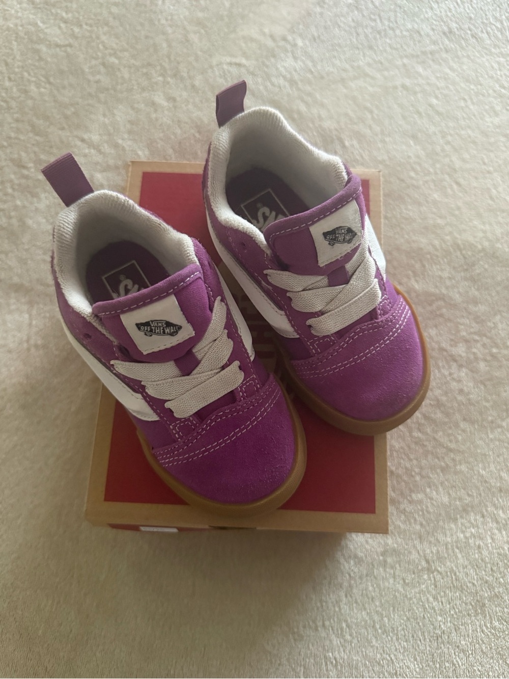 Vans Kids Purple and White Low-Top Sneakers